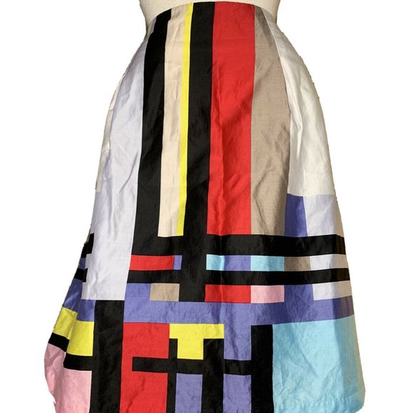 Linea Domani A Line Skirt Color Block Colorful 4 - Picture 2 of 12